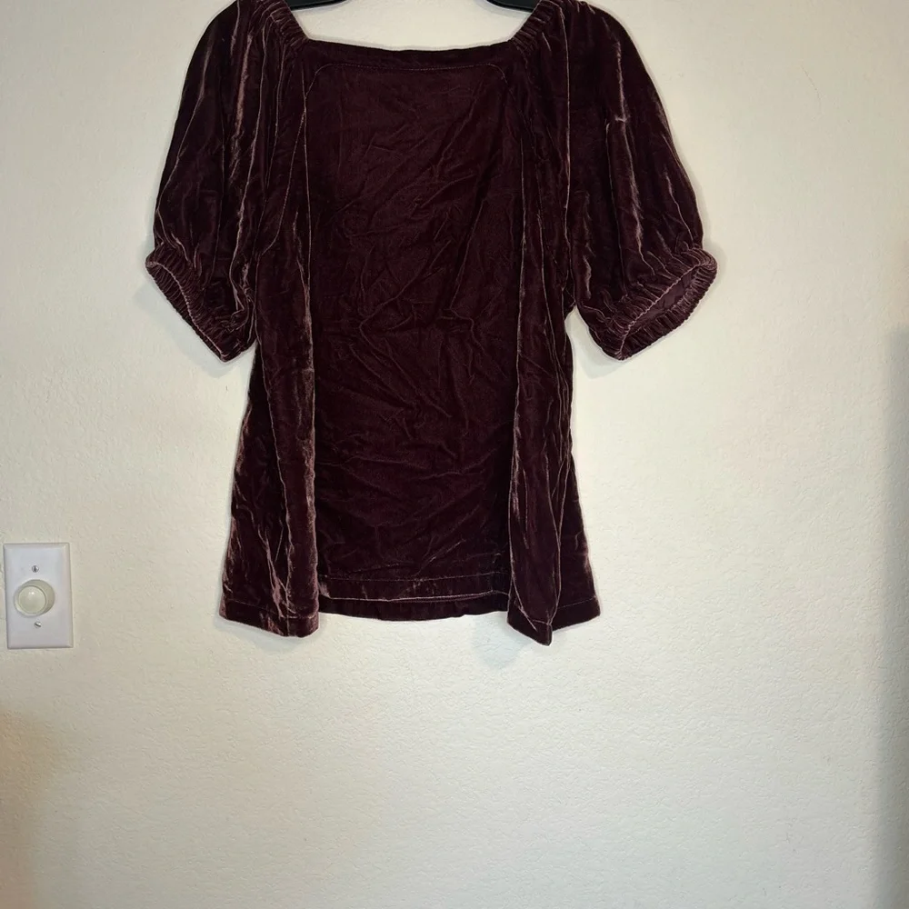 LOFT Large Petite Velvet Puff Sleeve Top